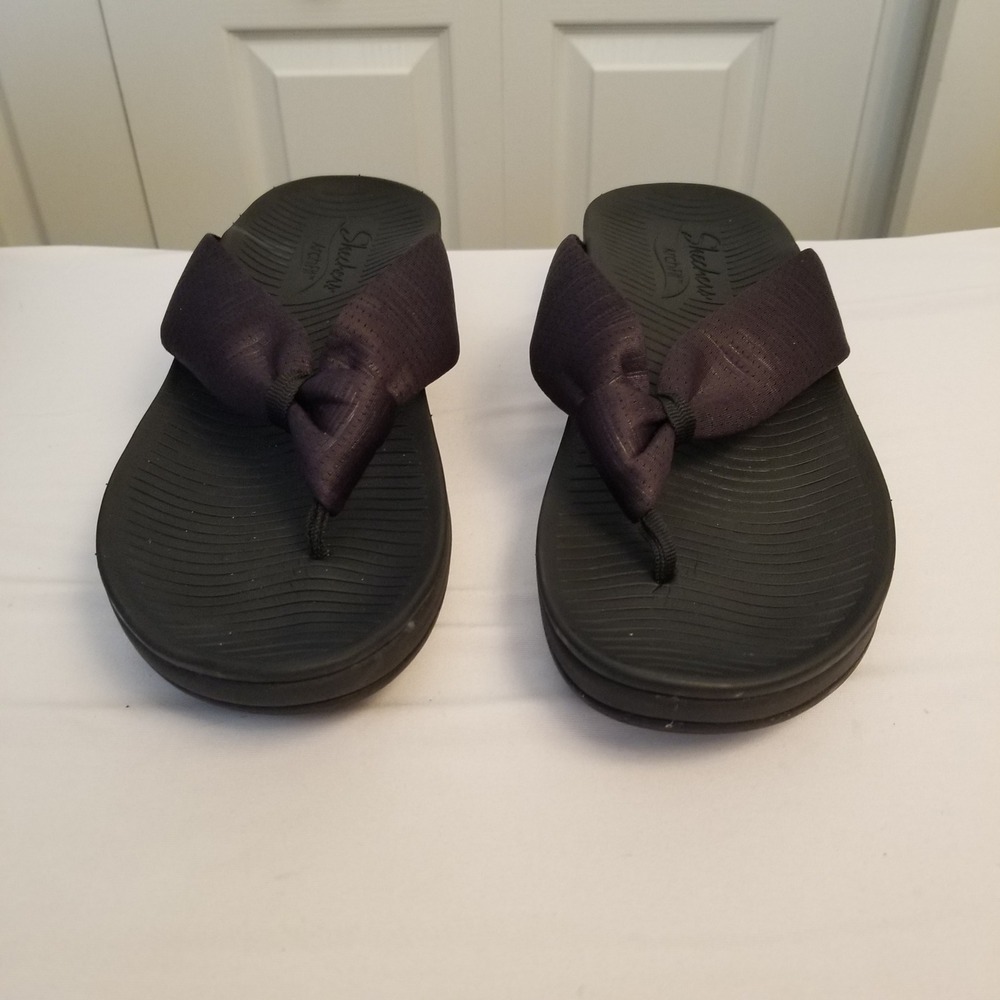 Skechers Arch Fit Black Knotted Fabric Thong Sandals Womens 119247 Size 10